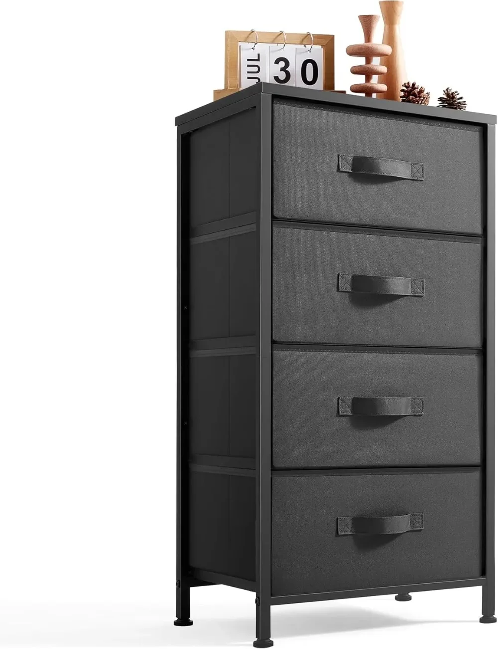 

Dresser with 4 Drawers, Chest of Drawers with Wood Top and Steel Frame, Storage Drawers for Closet, Living Room,Hallway,Entryway