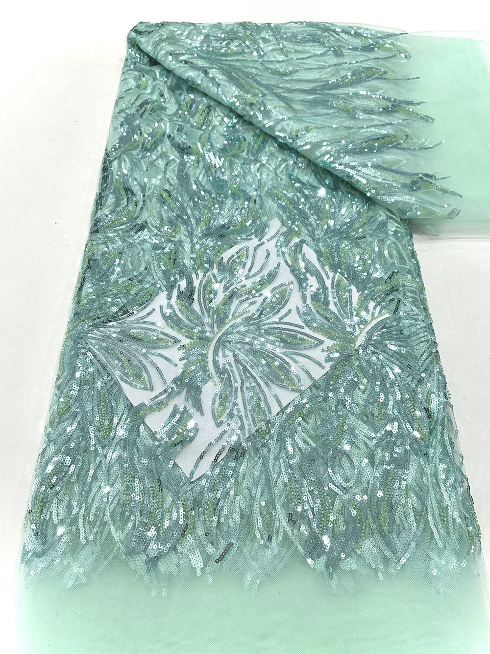 

Green French Mesh Lace Beads Fabric 2025 High Quality African Nigerian Sequins Lace Lace For Women Wedding Party Dresses Sewing