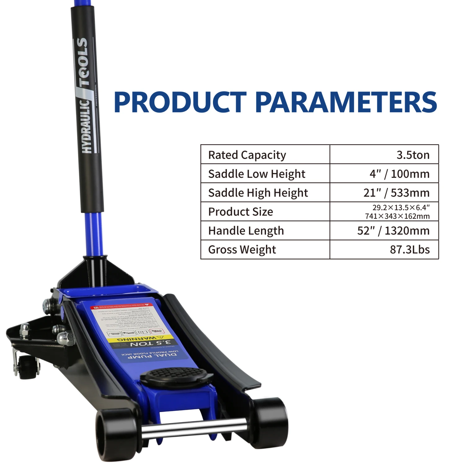 3.5 Ton Low Profile Racing Floor Jack - Quick Lift Pump - Lifting Range 4