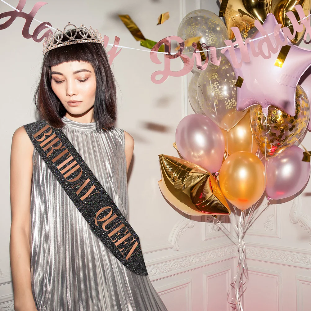 

1 комплект принадлежностей для дня рождения, набор коронок и пояс, прочный материал премиум-класса, блестящая звезда, подарок для девочек, корона на день рождения