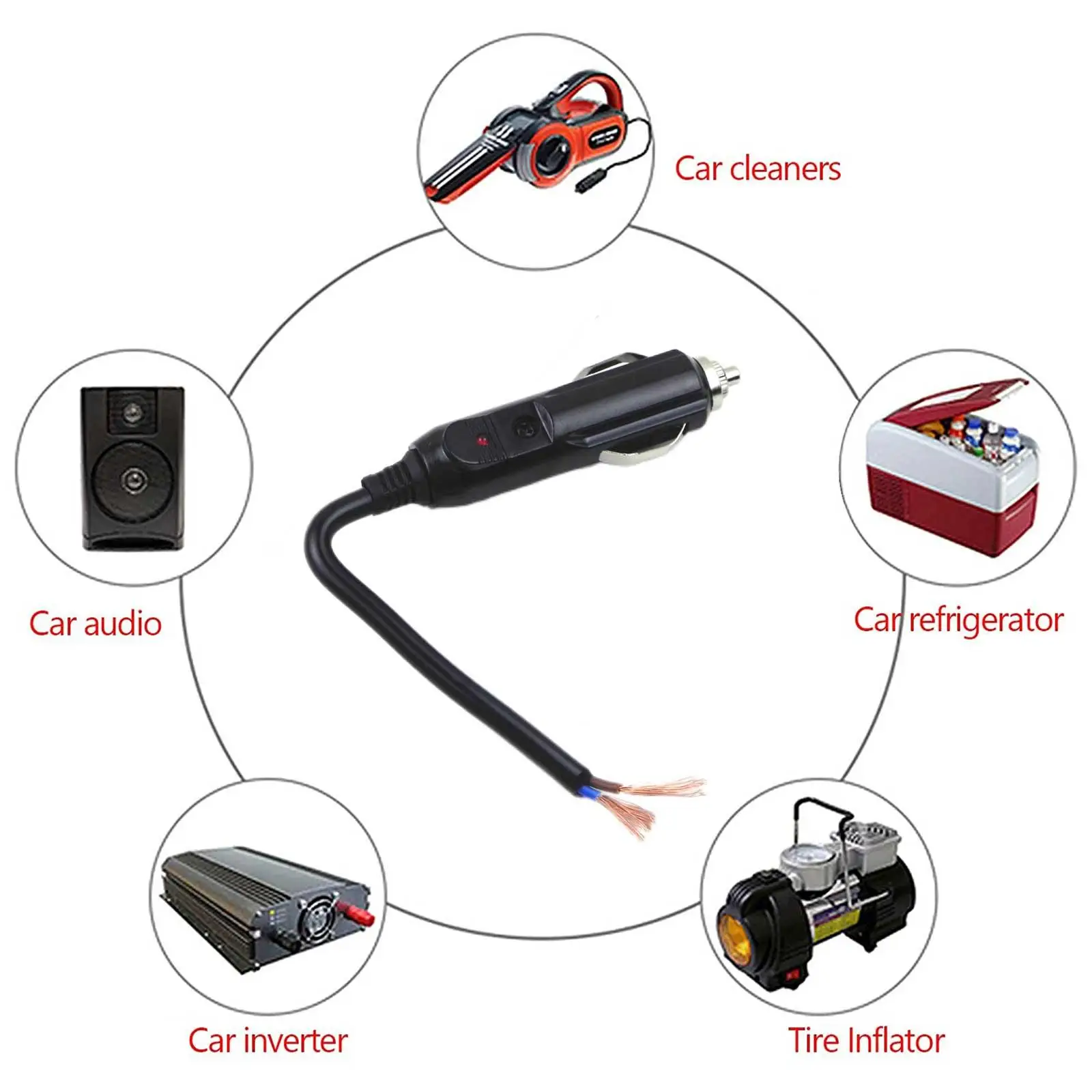 12V 24V Auto Zigaretten anzünder Stecker Stecker LED Steckdose Stecker Adapter Auto Zigaretten anzünder Innen zubehör – Detail 12