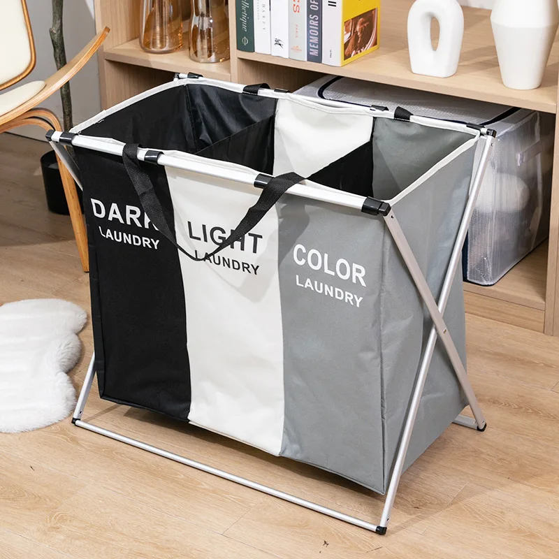 

Large Laundry Basket Three Foldable Grid Organizer Basket Waterproof Dirty Clothes Toys Organizers Home Laundry Basket Storage