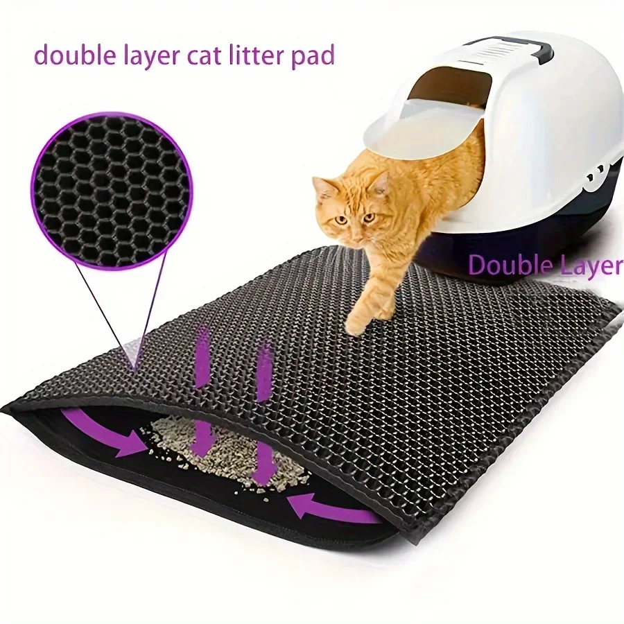 Anti-splash EVA double-layer cat litter pad, non-slip and waterproof household pet pad, cat litter box, cleaning supplies