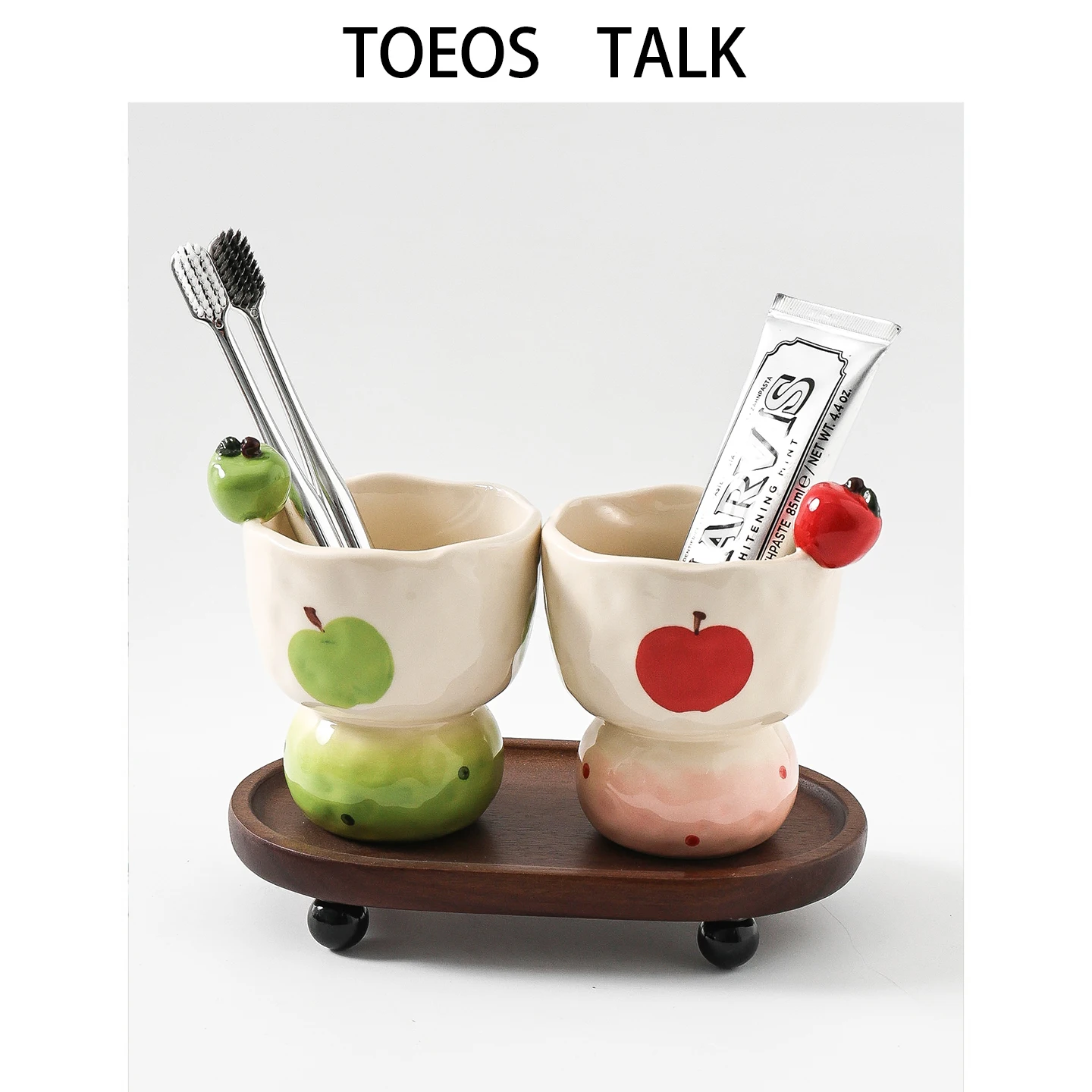 Cute Couple  Ceramic Creative Spout Cup Toothbrush Cup Rinse Cup Set High Aesthetic Hotel Ornaments Bathroom Accessories