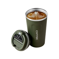 510Ml Smart Thermo Bottle for Coffee LED Temperature Display Thermal Mug Insulated Tumbler Coffee Cup Green