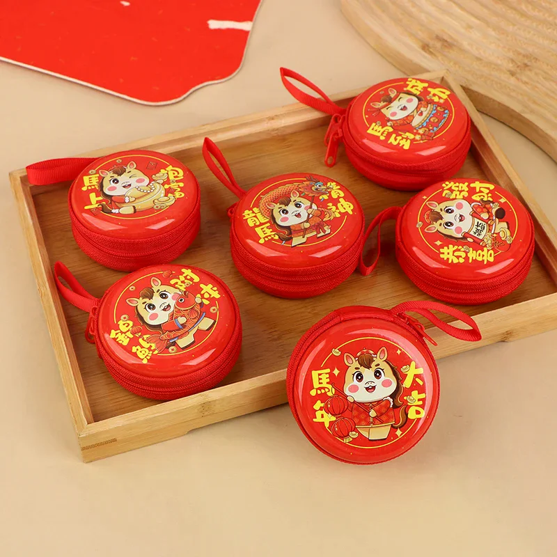 2026 سنة الحصان عملة سماعة محفظة مستديرة مربع المحفظة كابل يو اس بي حافظة للبطاقات حافظة مهرجان الربيع حفلة هدية للأطفال