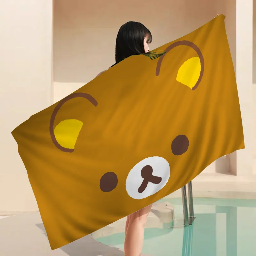 Kawaii Rilakkuma Bear Bath Towel Microfiber Soft Water Absorbing Breathable For Girl Kids Decorative Cartoon Beach Towel