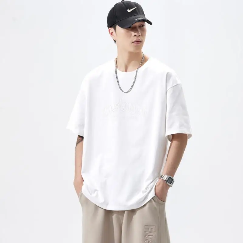 

Мужские футболки большого размера, 260 г, хлопковые повседневные удобные дышащие футболки с принтом ort Sve для повседневной носки ex