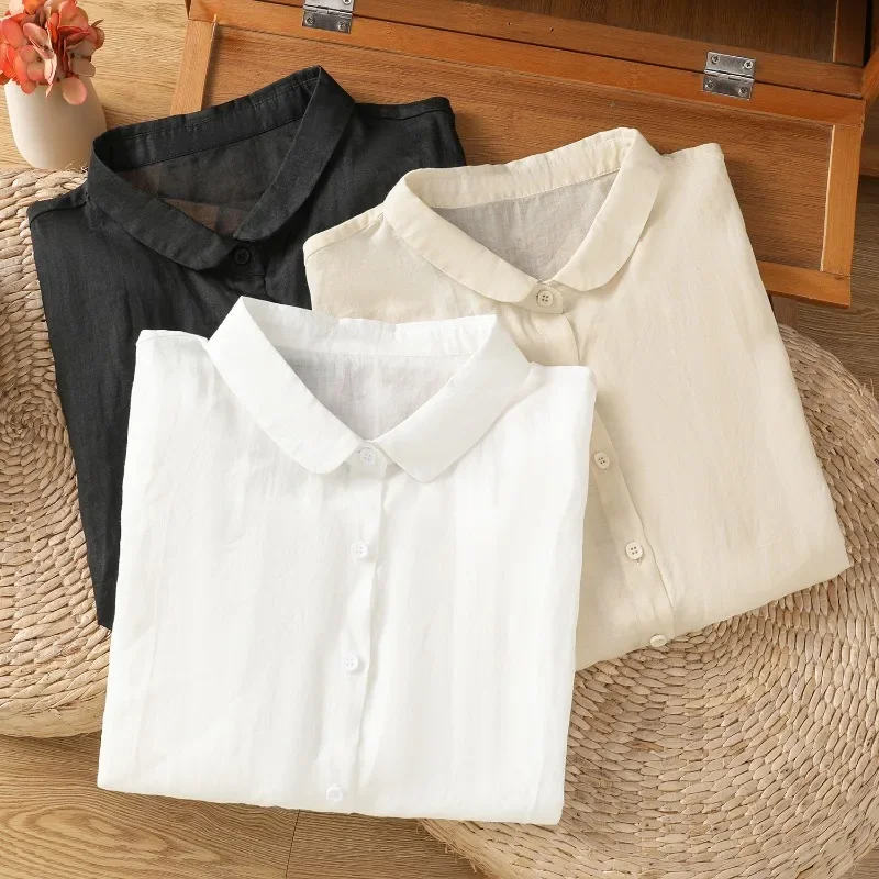 

Chinese Style Women's Blouse Embroidery Vintage Shirts Fashion Loose Summer Clothing Short Sleeve Cotton Linen Women Tops