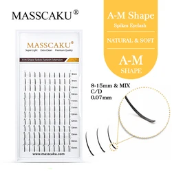 MASSCAKU Lashes New Premade Fans 8-15mm & Mix Length A/M Shape Spikes Eyelash Fluffy Individual Eyelashes Extension Supplies