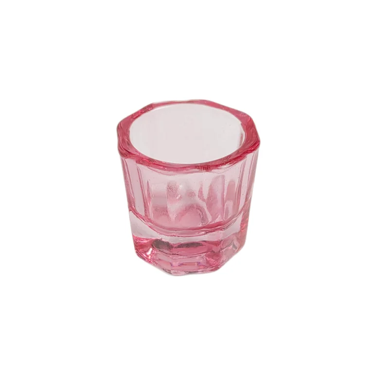 5pcs Glass Dappen Dish For Nail Care or Lash Lifting and Brow Tint Mixing Transparent And Red Color in Stock