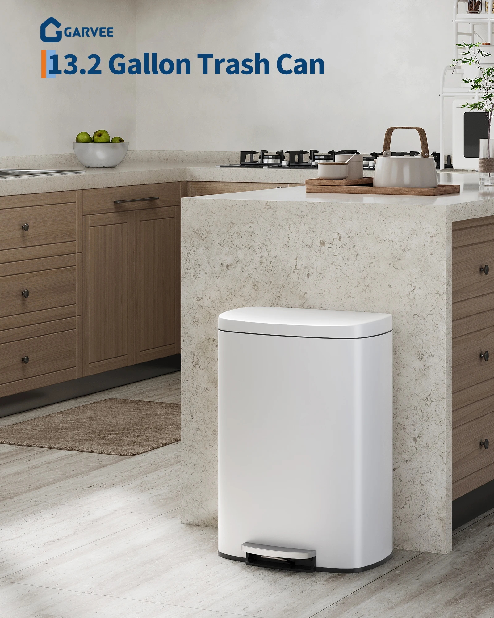 50L Edelstahl Küchenmülleimer mit Fußpedal und herausnehmbarem Inneneimer, Abfallrecycling-Lösung für Zuhause und Büro