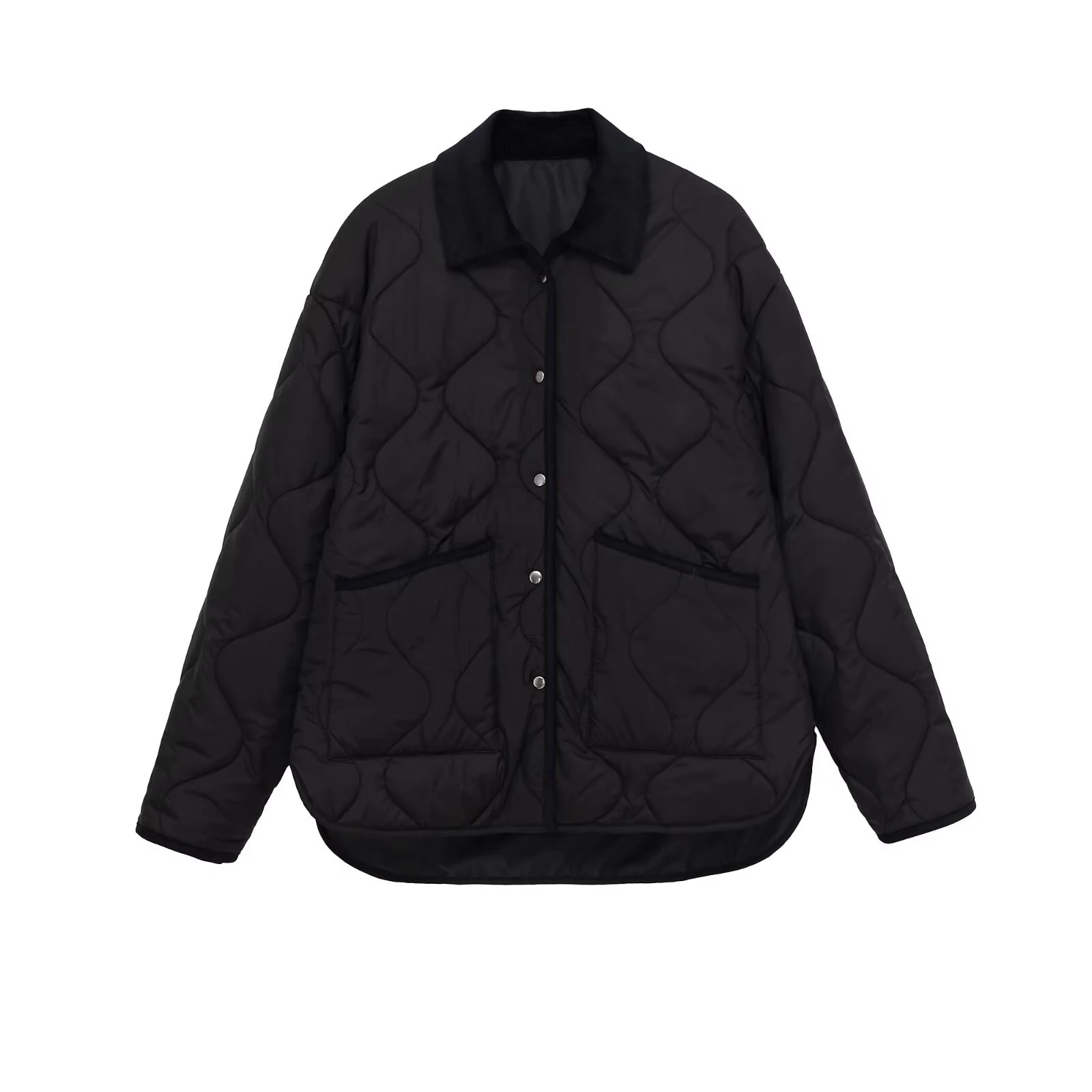 

Новая зимняя женская свободная и модная хлопковая куртка с вельветовым воротником в европейском и американском стиле 2025 года.