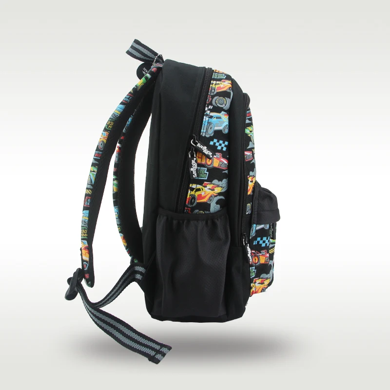 Plecak szkolny dla chłopców, czarny plecak z motywem samochodu, kawaii, torby modelarskie dla dzieci w wieku 3-7 lat, 14 cali
