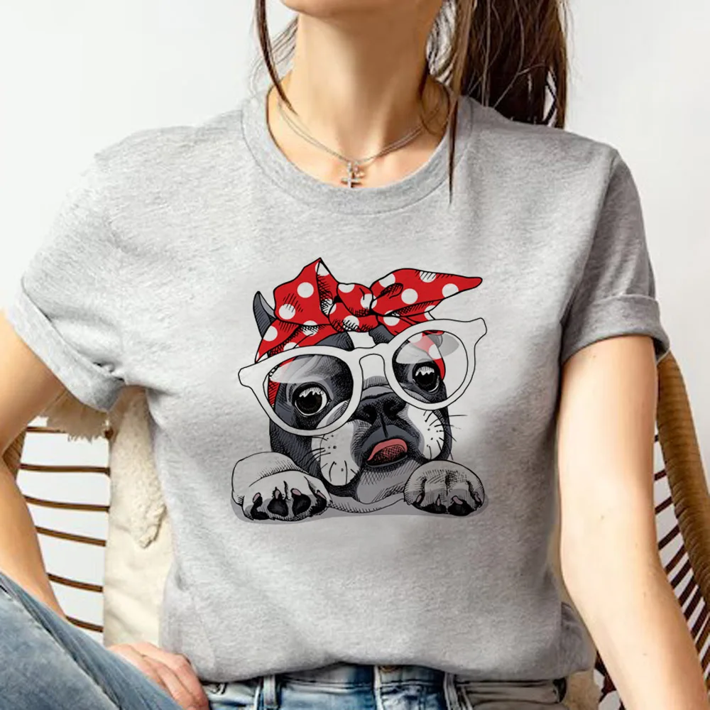 Pug Tee women streetwear graphic top girl y2k Japanese funny clothes