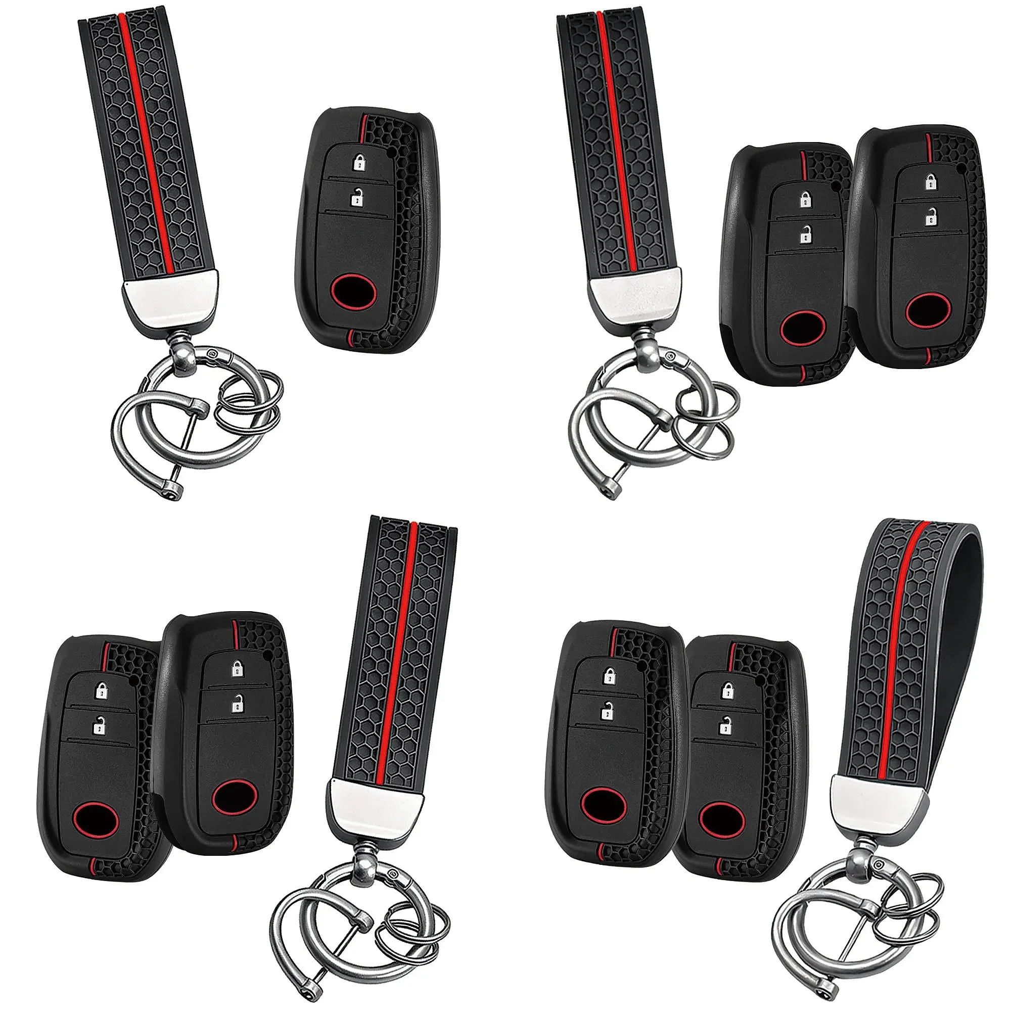 Soft Silicone Keychain Key Cover Fit Toyota Corolla Yaris Prius Hilux Land Cruiser LC200 LC250 LC300 Auto Key Protective Shell