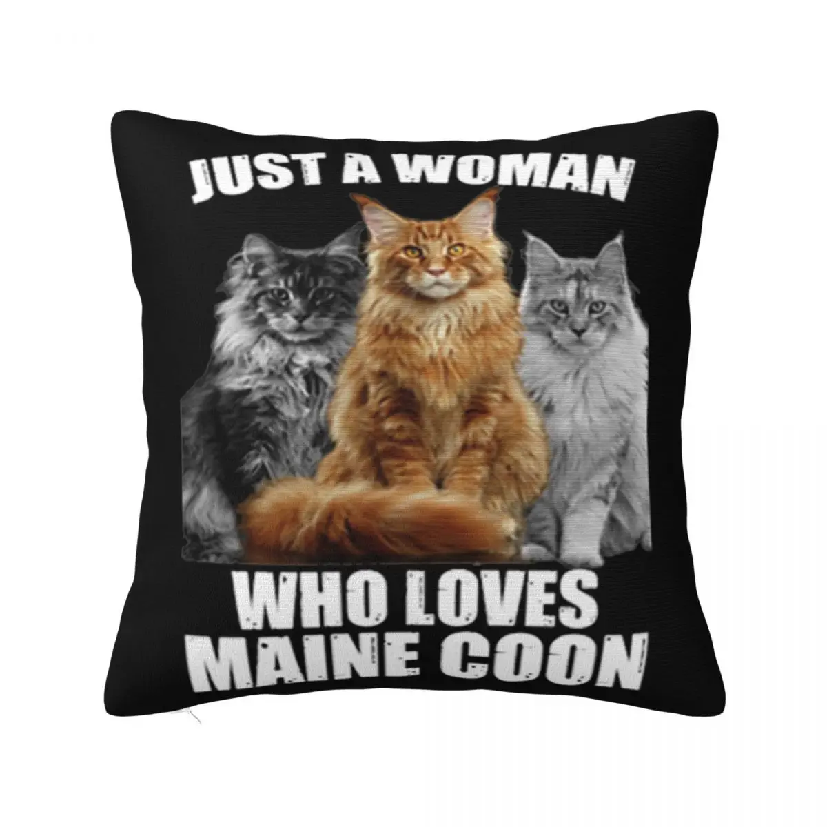 Just A Woman Who Loves Maine Coon Cat Pillowcase Cushion Sofa Bedroom Customized Decorative Pillow Customizable