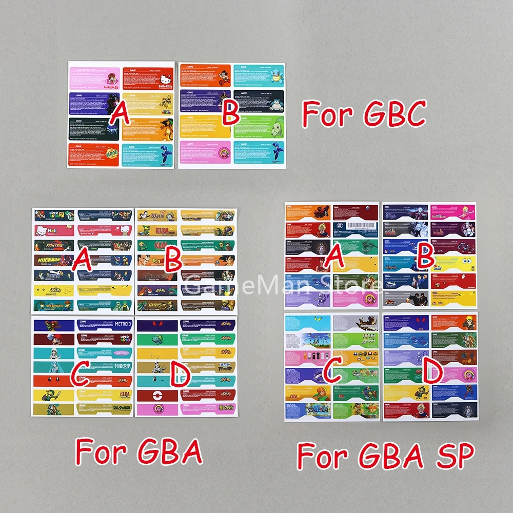 1set Replacement For Gameboy Advance GBA Label Sticker For GBC GBA SP Game Console Back Sticker