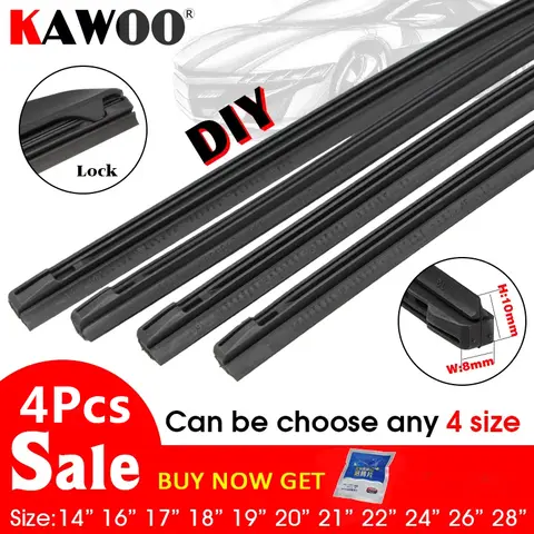 Car Wiper Blade Hybrid Auto Vehicle Insert Rubber Strip (Refill) 8mm 14"16"17"18"19"20"21"22"24"26"28" 4 pcs Car Accessories
