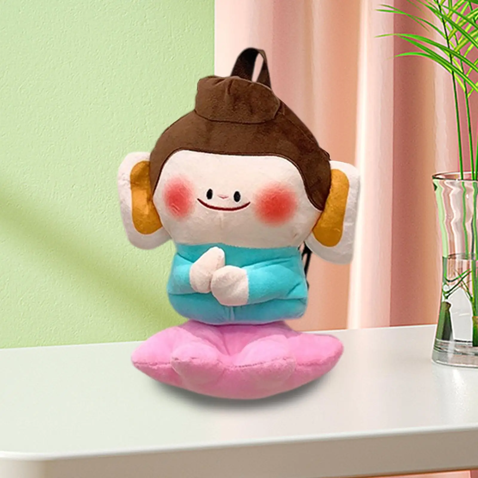 

Cute Plush Lotus Flower Buddha Backpack Decoration Soft Cartoon Sitting on Lotus Purse Bag for Boys College Adults Girls Teens