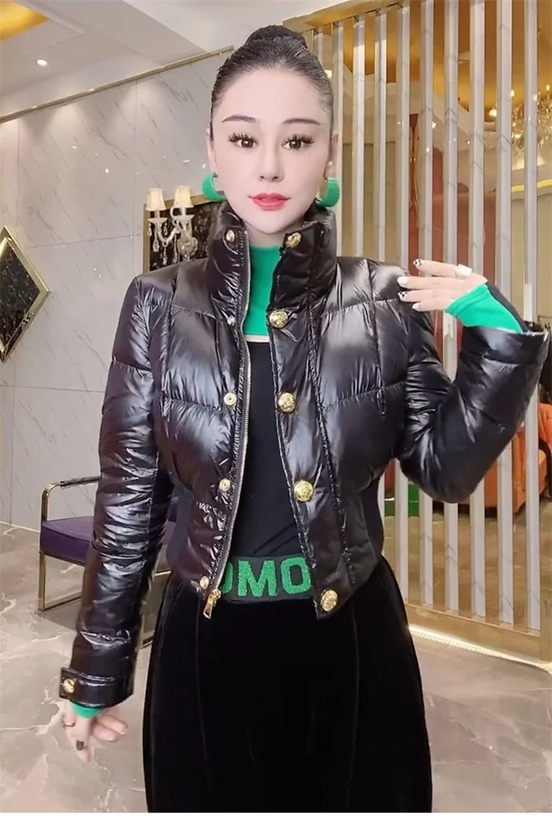 Korean Down Cotton Jacket Women 2025 New Winter Loose Stand-up Collar Casual Short Waterproof Parka Outwear Ladies Warm Overcoat