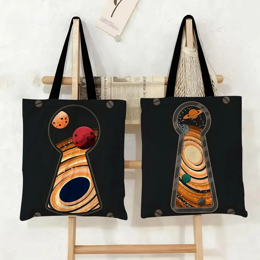 

Gateway to Cosmos Storage Bags Canvas Tote Bag Large Capacity Double-Sided Print Reusable Shopping Bag Eco-Friendly Shoulder Bag