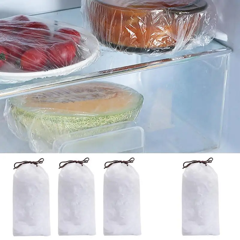 

100/300PCS Cling Film Wrap And Elastic Mouth Fresh Storage Bags Wall Mounted Storage Film Cover And Reusable For Kitchen Restaur