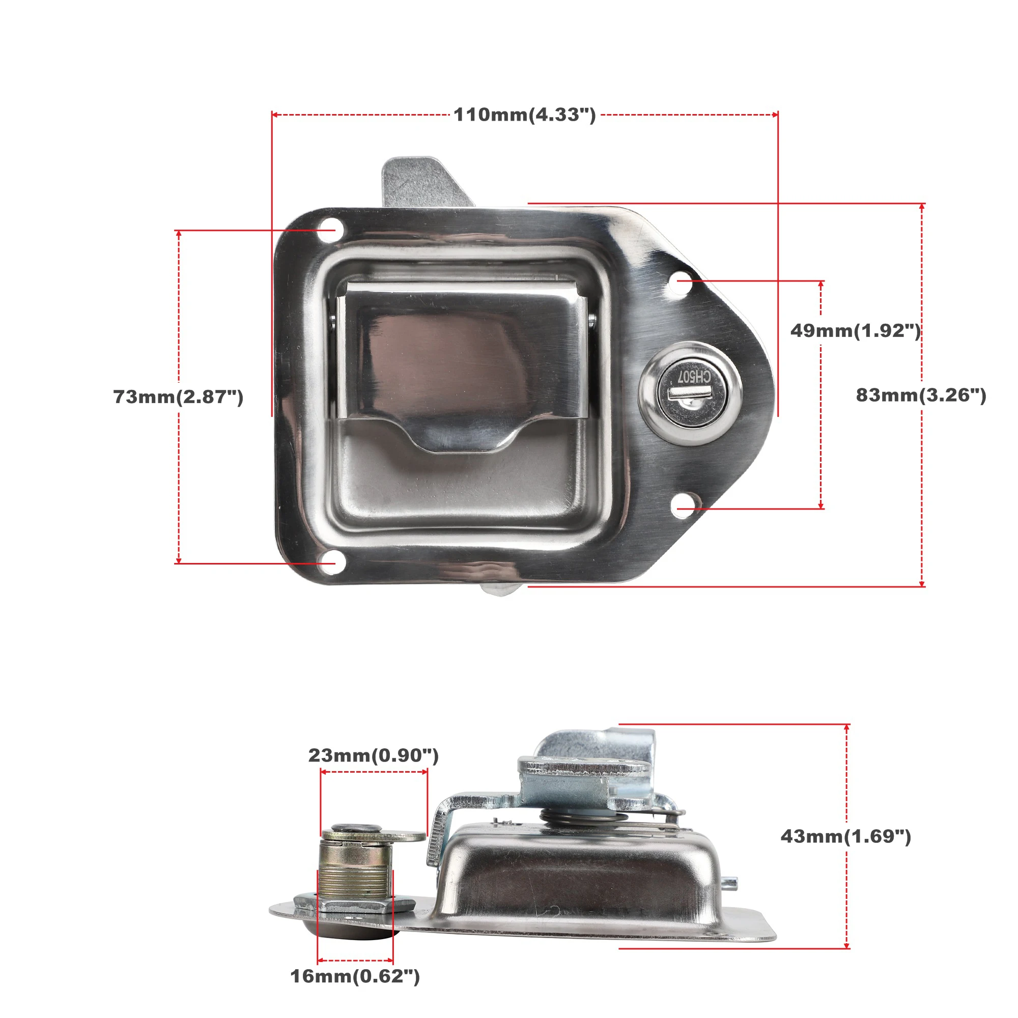 Stainless Steel Recessed Folding Handle Locks for RVs Motorhome Trailer Aluminum