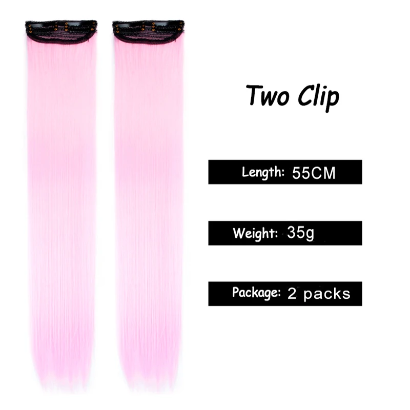 16 PCS Multi Colored Hair Extensions Clip in Kids Pink Hairpieces Party Highlights DIY Hair Accessories for Girls Women 22Inches