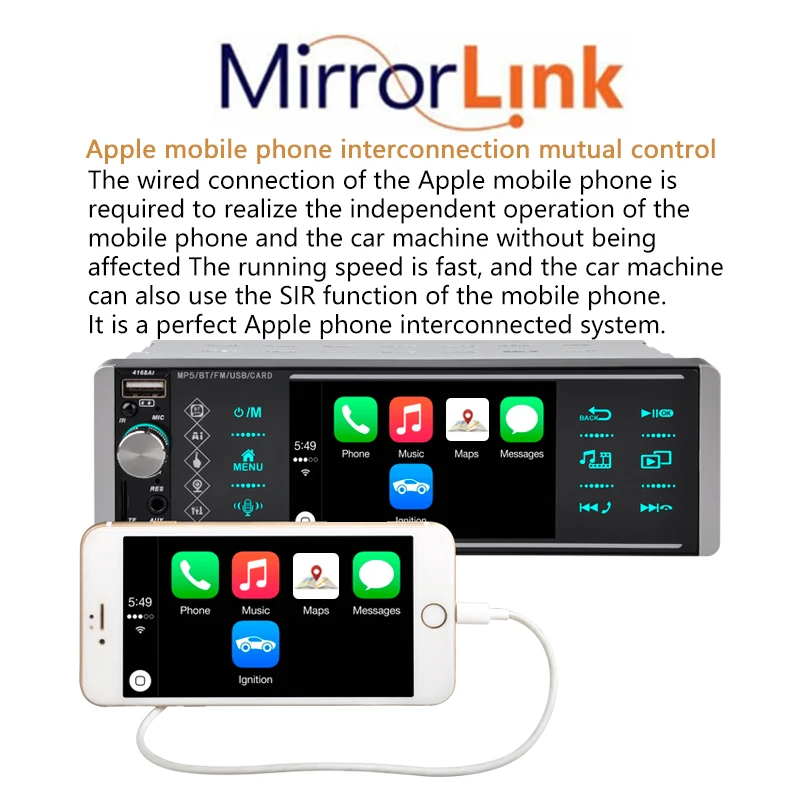 

4168A 1DIN 4-inch MP5: Capacitive Display, Mirror Link, Bluetooth 4.2