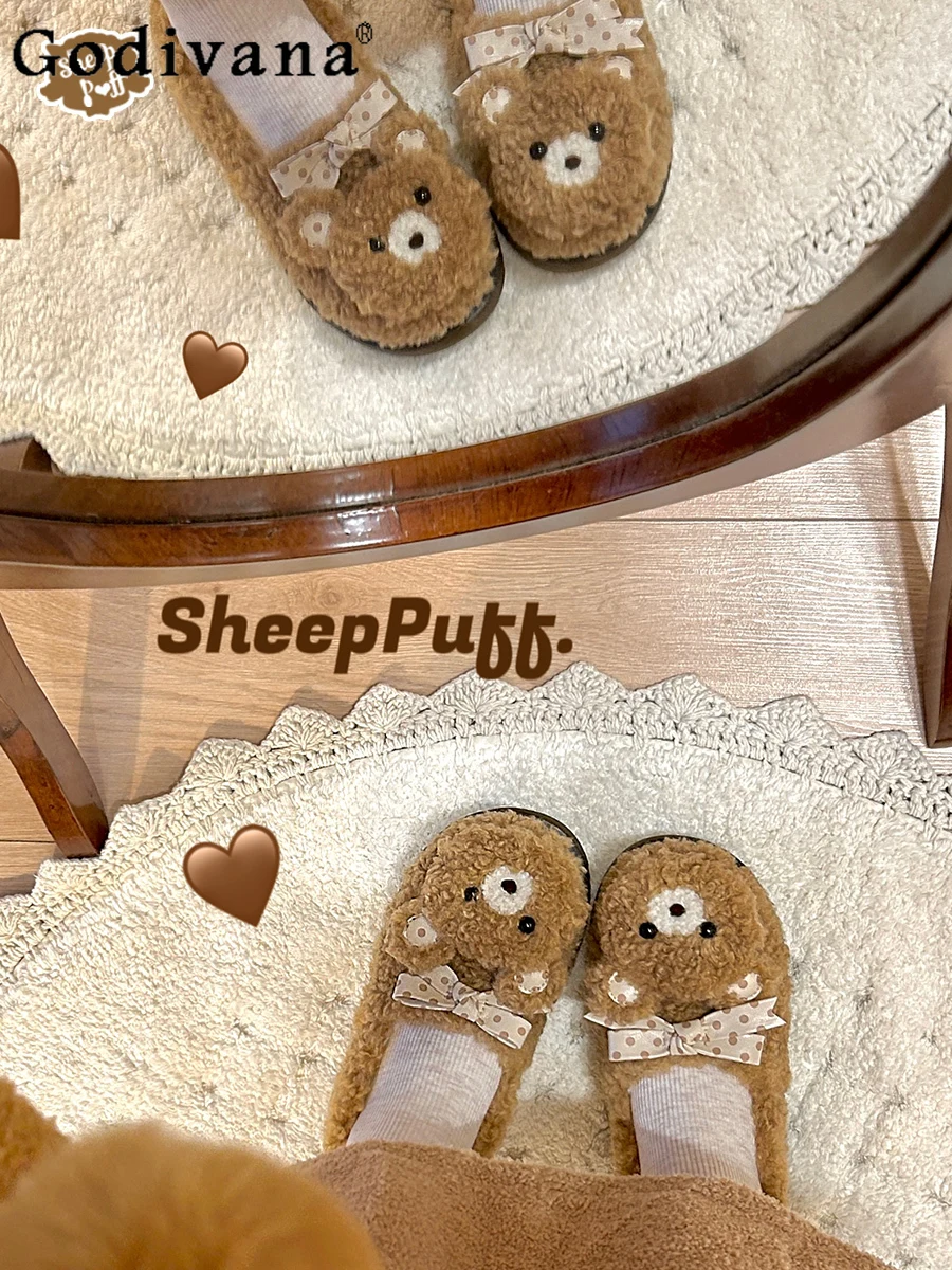

Adorable Doll-Style Japanese Original Lolita Winter Warm Fleece-Lined Single Shoes Cartoon Sweet Girl Versatile Plush Flat Shoes