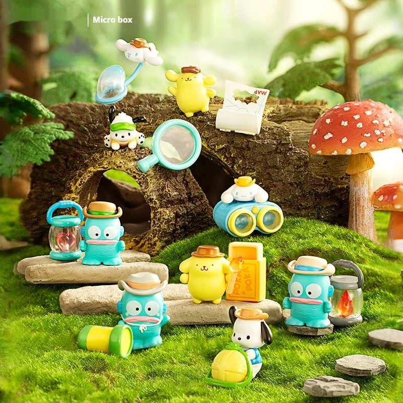 Anime Sanrio Ugly Fish Hangyodon Little Explorer Series Blind Box Toy Cinnamoroll Pochacco Pompompurin Desktop Ornament Dor Kids