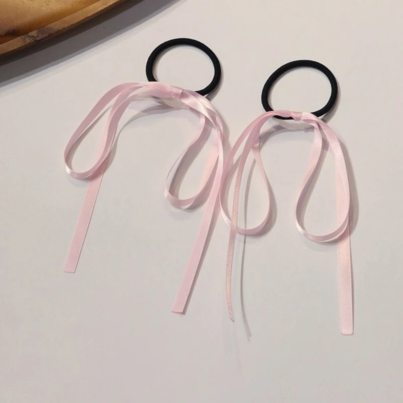 Colorido Bowknot Headdress para Mulheres e Meninas, Ponytail Hair Rope, Long Ribbon, Acessórios para Cabelo, Simples, Doce Moda, Elástico