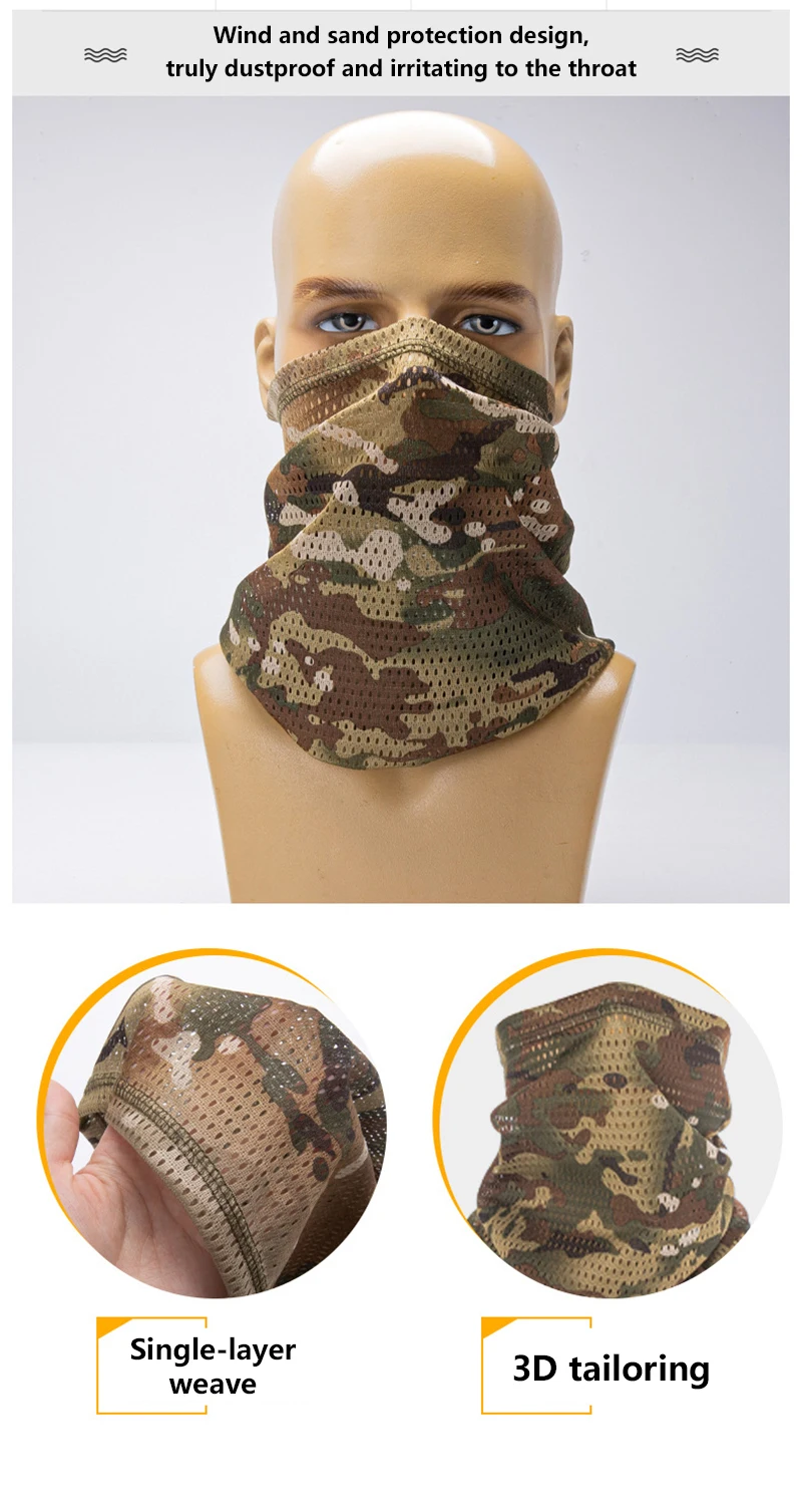 Atmungsaktiver, kühler Camo-Halswärmer, winddichter Mesh-Tubeschal, UV-Sonnenschutz für Radfahren, Wandern, Camping. – Detail 6