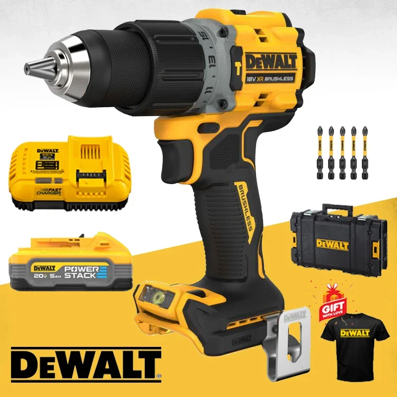 Brushless Cordless Max 20v Hammer Drill Kit com Bateria Ferramentas Elétricas 5.0ah Dcb118 Dcb1104 Dewalt-dcd805