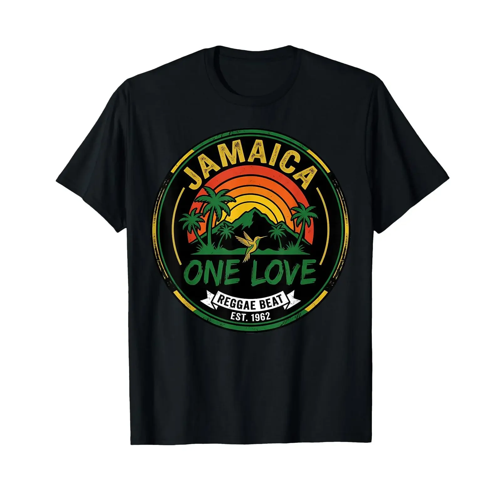 One Love Jamaica Reggae Beat T Shirt vintage Washed Comfortable Unisex Casual homme Breathable Stylish Top For Everyday Wear