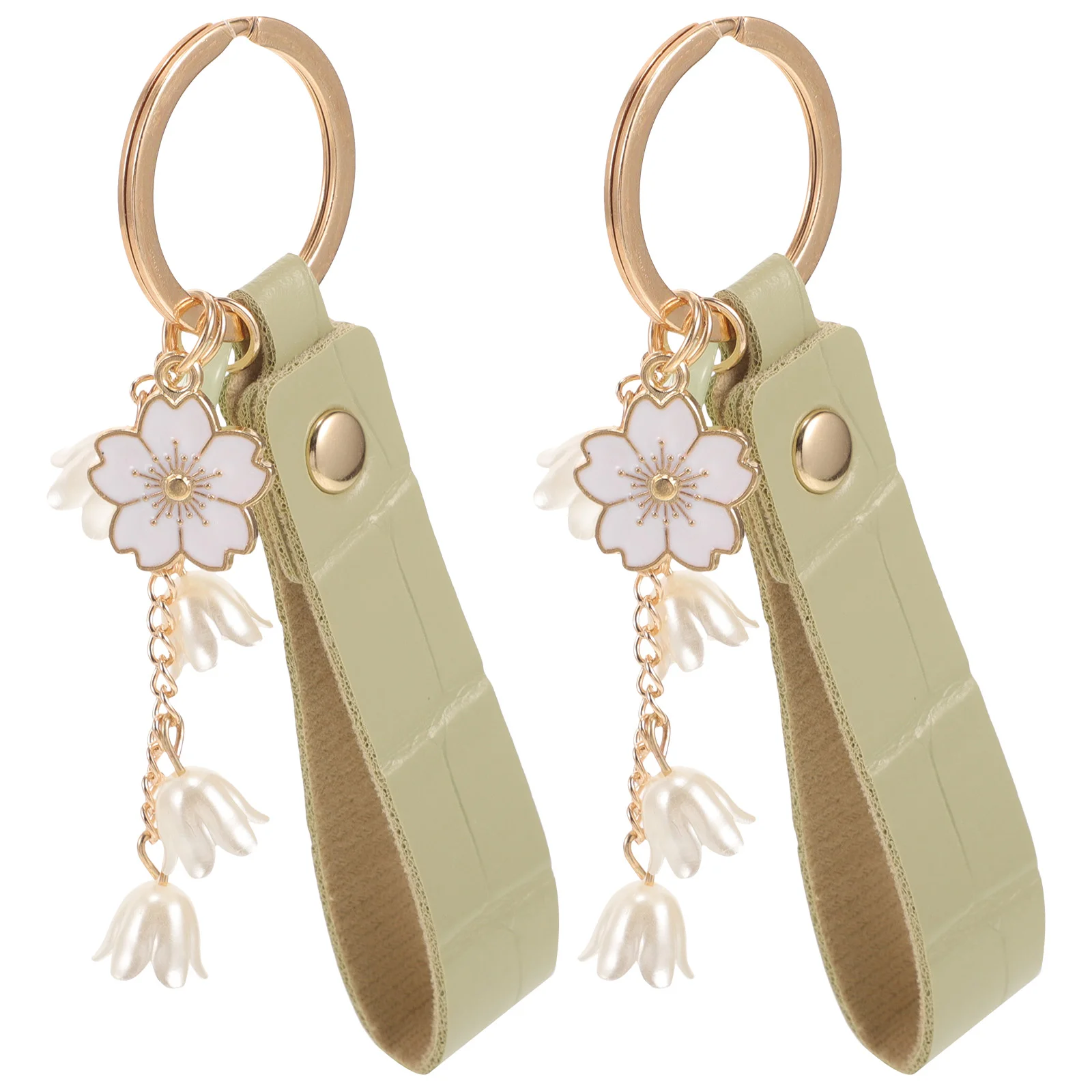 

2 Pcs Japanese and Korean Lily Keychain Ladies Zinc Alloy Pendant Backpack Charm