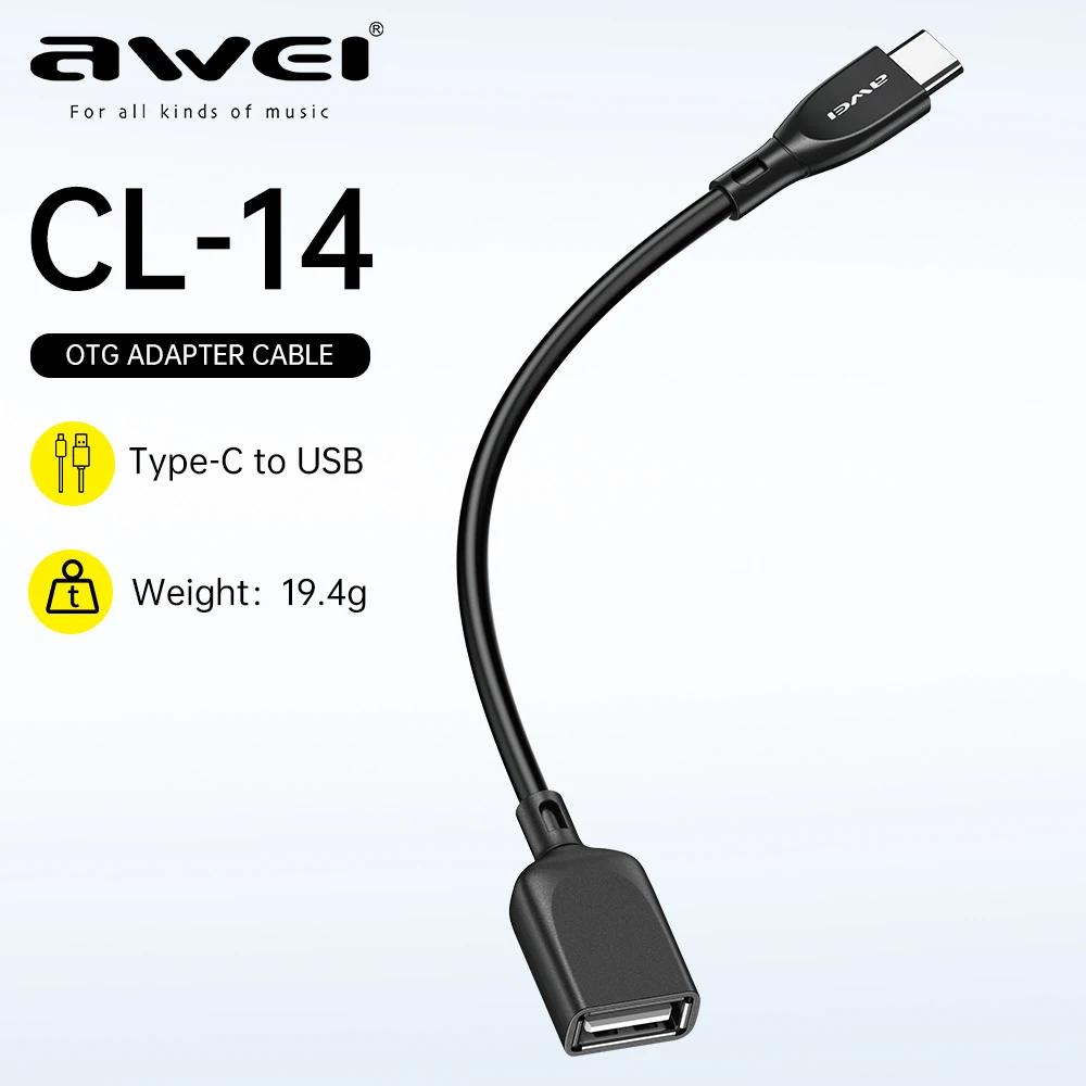 

Awei CL-14 OTG Adapter Cable Type C Male To USB Data Sync Converter Cable Down And Transmission for Tablet PC Mobile Phone