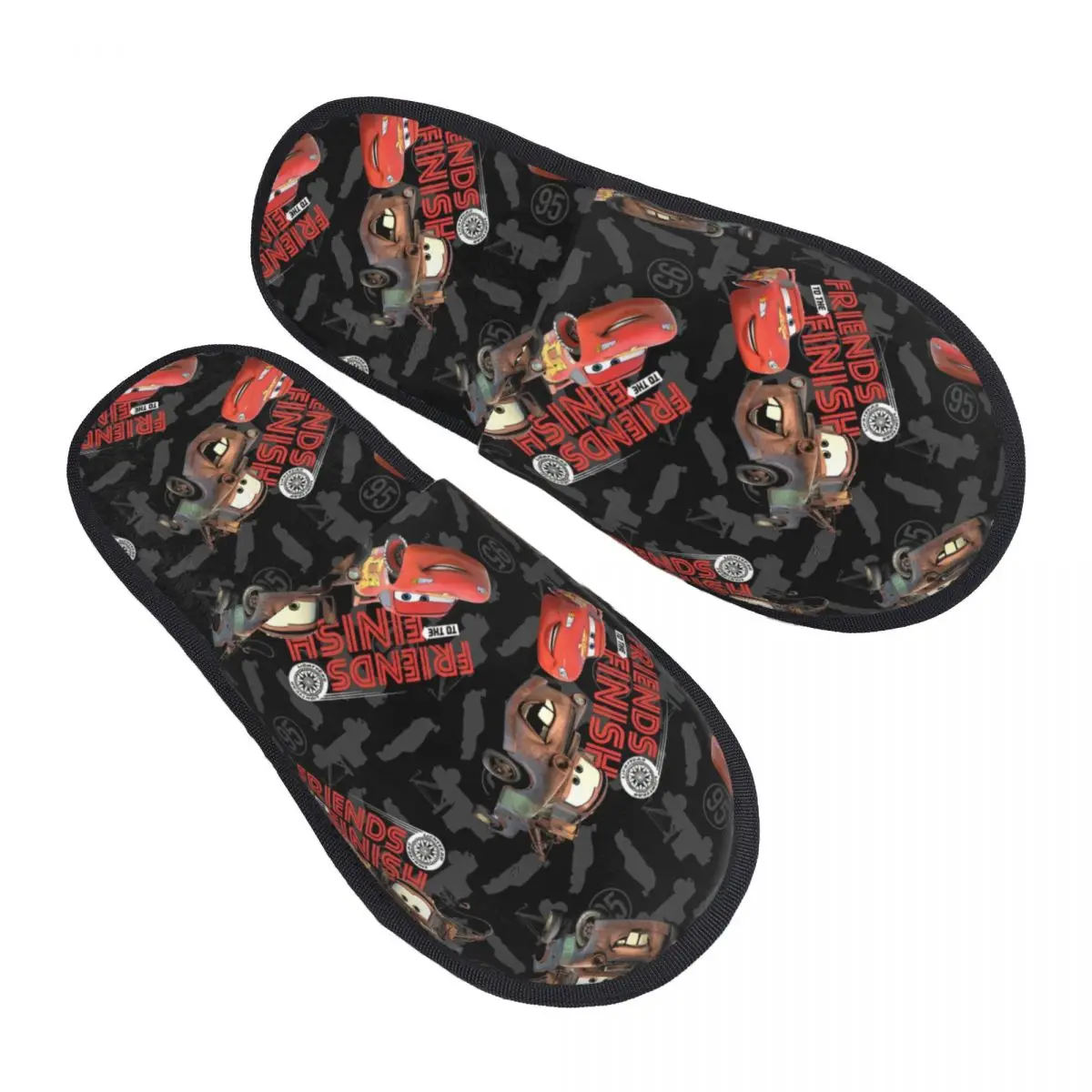 Lightning Mcqueen And Sally Car Home Cotton Slippers Anti Slip Soft Memory Foam Slides Indoor