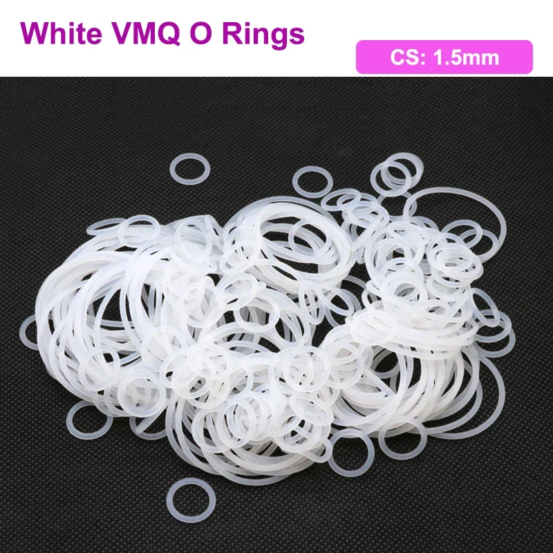 

10/50Pcs White Silicone O Ring Gasket CS 1.5mm OD 5 ~ 80mm Food Grade Waterproof Washer Round O Shape VMQ O Ring Silicone Ring