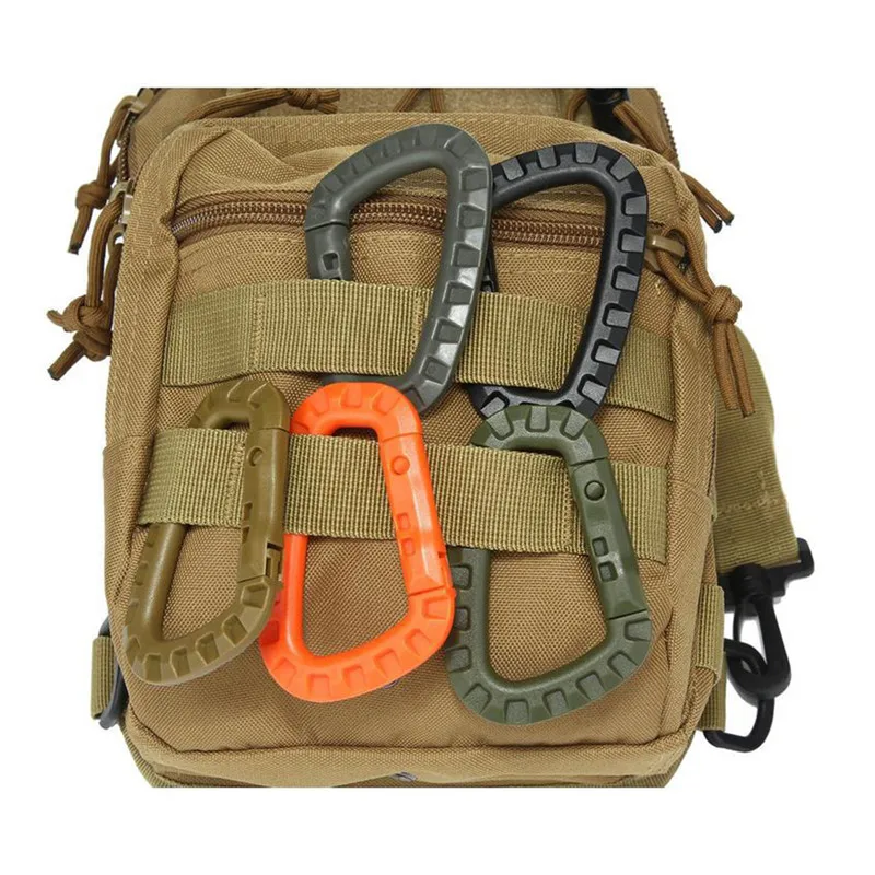 4Pcs Taktische Karabiner Set Kunststoff Stahl Schnell Haken Gurtband Grimlock Lock Schlüsselbund Schlüssel Kette Outdoor Rucksack Karabiner Schnalle – Detail 7