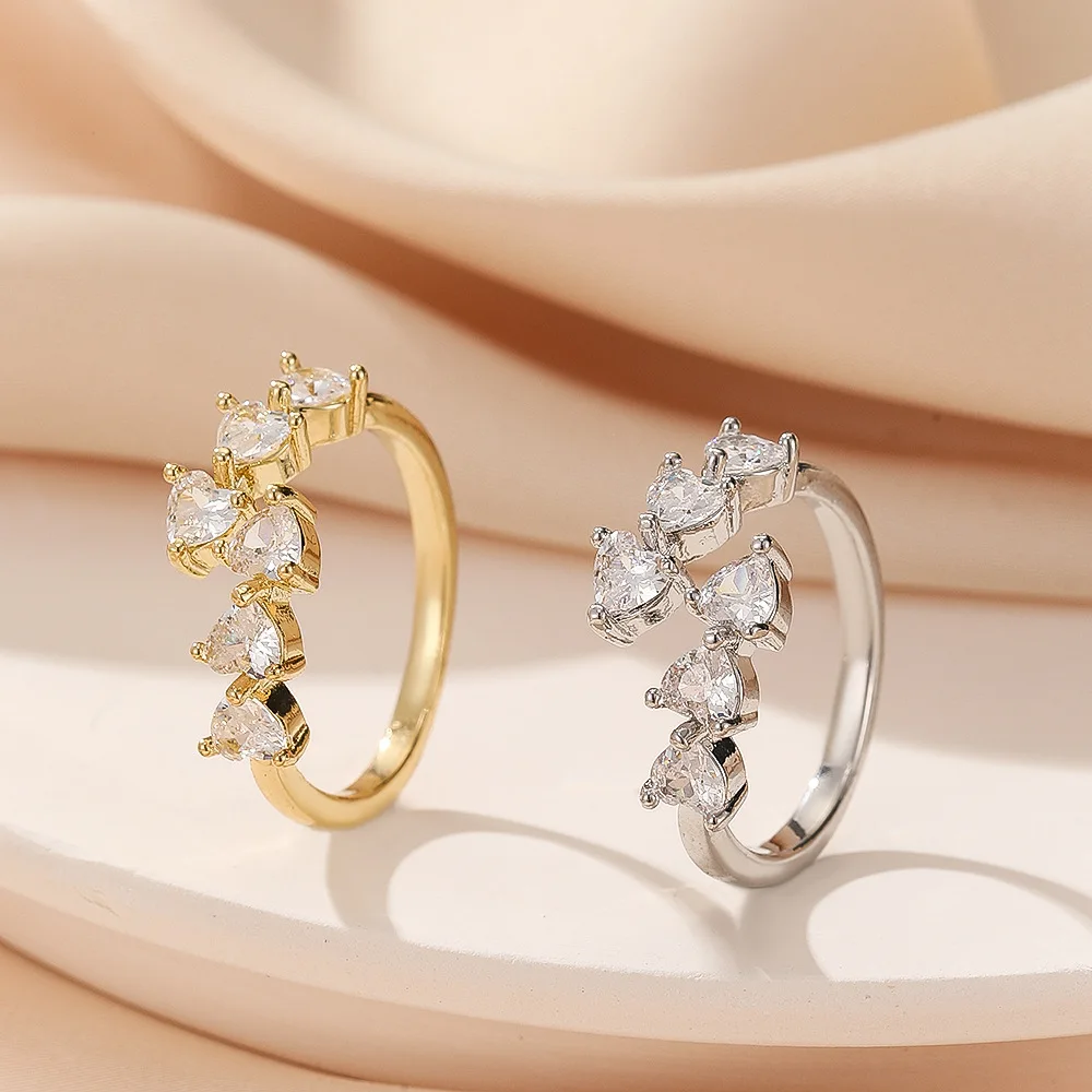 حلقات الكفة الماسية للنساء مرصعة بالزركونيا والنحاس قابلة للتعديل #3