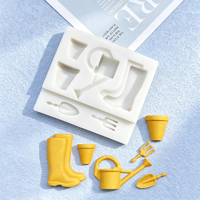 Gießkanne Blumentopf Spaten Silikon Zuckerform Harzwerkzeuge Cupcake Backform Fondant Kuchendekorationswerkzeuge – Detail 1