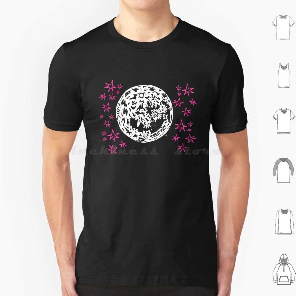 Camiseta de luna con estrellas, camiseta fresca de algodón 6xl, Luna, garabatos, cielo, encerado espacial, media luna limpia, luna llena, galaxia, sistema Solar lechoso