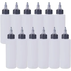 12 Pack 4 Ounce Plastic Squeeze Dispensing Bottles with Black Twist Cap Nozzle for Liquid Crafts Art Glue Multi Purpose