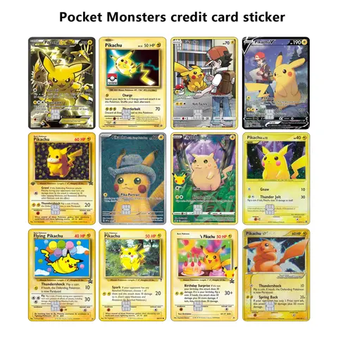 PTCG Credit Card Skin Stickers for VISA JCB MasterCard Bank Debit Card and Other IC Magnetic Card Anime Decorate Anti-degaussing