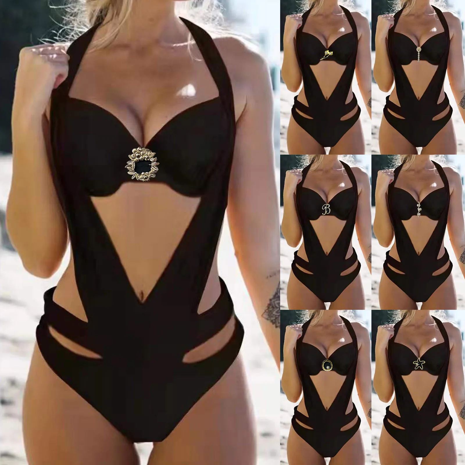 

Summer Beach Sexy V Neck One Piece Swimsuit Women Ruched Swimwear Cover Up Bikini Set Mujer Tankini Bathing Suit Swim Bodysuit