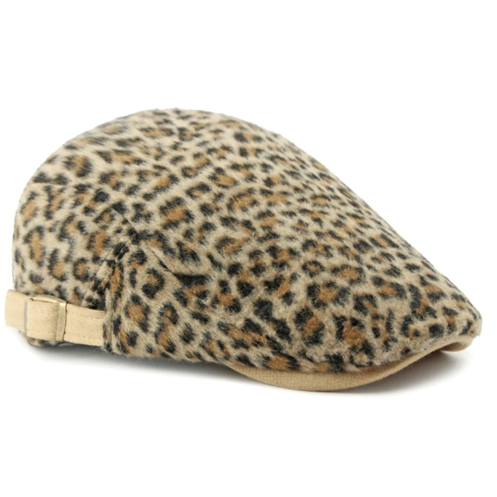 HT4486 Berets New Autumn Winter Hat Beret Caps for Men Women Leopard Artist Painter Beret Hat Male Female Adjustable Flat Cap