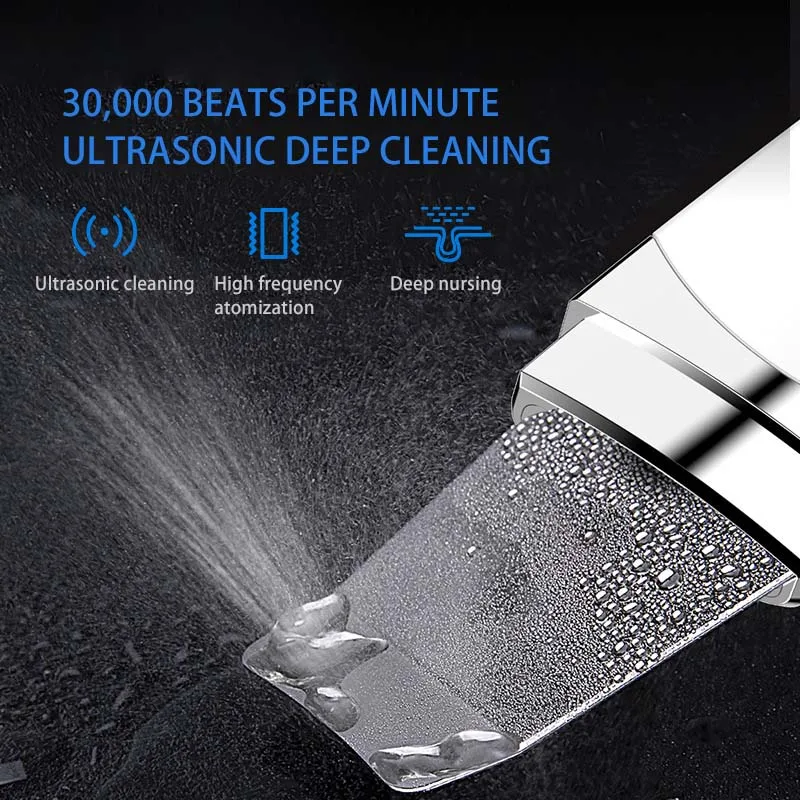 Ultrasonic Skin Scrubber, Espátula Facial, Removedor De Cravos, Limpeza Profunda Do Rosto, Levante A Máquina, Pá De Descascar, Limpador De Poros