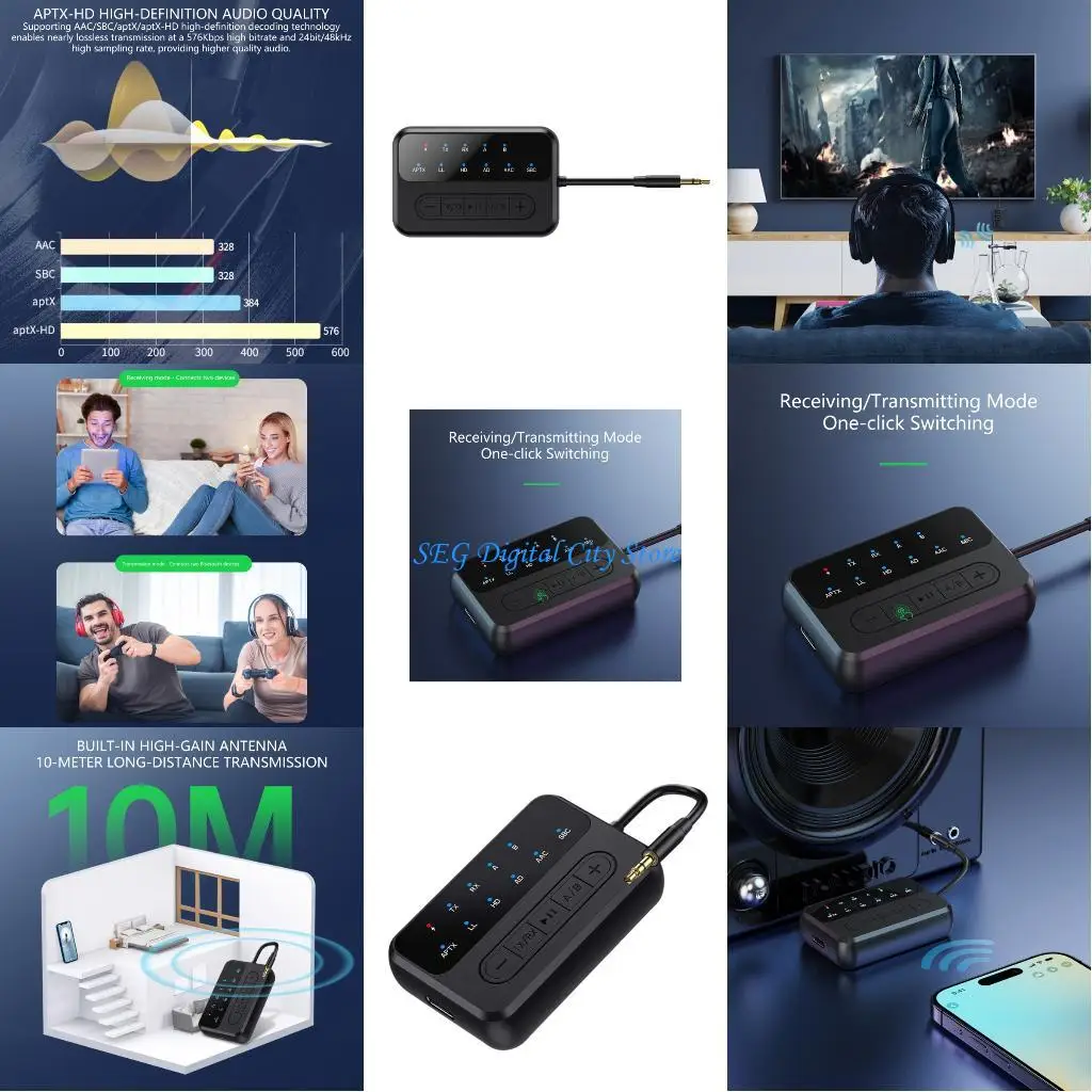 

U75B Wireless Auditory Converter Adapter Support AptxHD Dobule Mode For Sound Systems